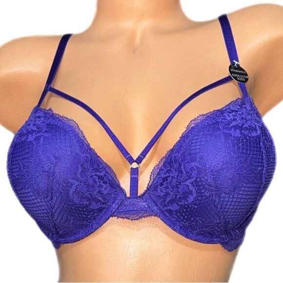 Victorias Secret Very Sexy Bombshell Add-2-Cups Push Up Strappy bra purple 32D - Picture 1 of 5